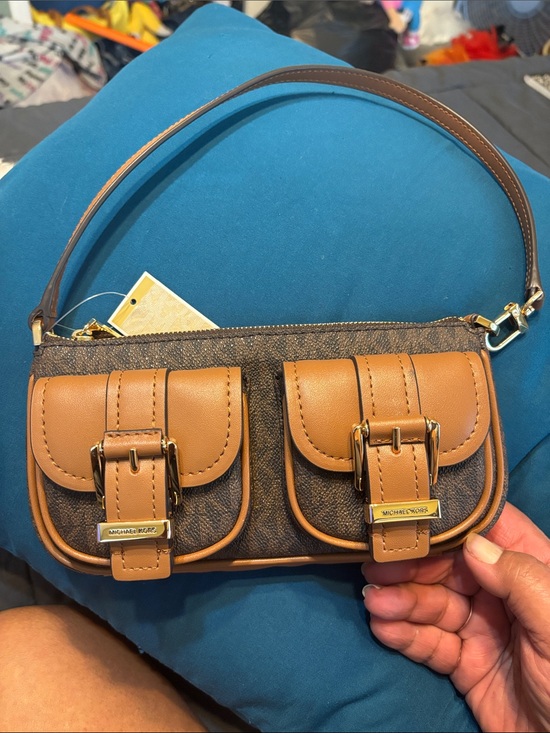 Michael Kors Handbags - Michael Kors Brown & Tan Mini Double-Pocket Shoulder Bag